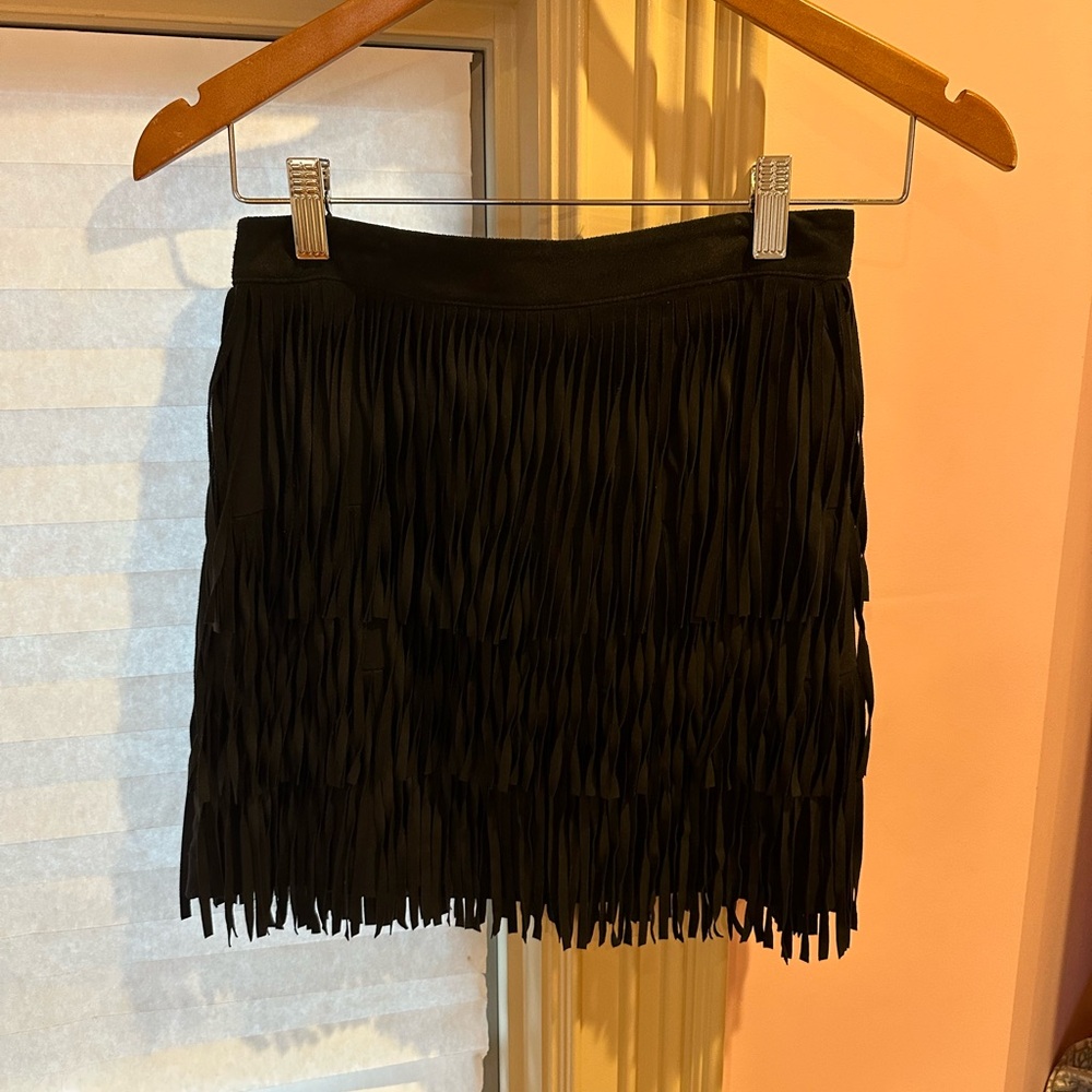 Alice and Olivia fringe skirt suede